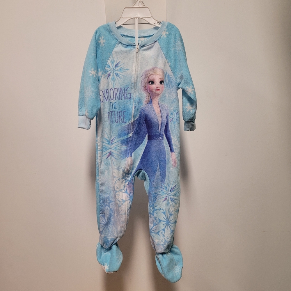 Elsa Fleece Footie Pajama Toddler 2t Disney Frozen II 2 PJS Zip Up